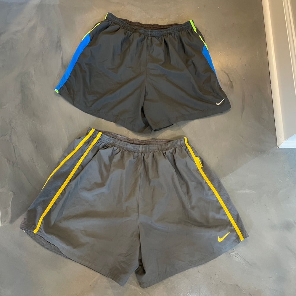 Nike Mens Dri-FIT Running Shorts Lot of 2 Gray Black 4.5" Inseam XL Livestrong